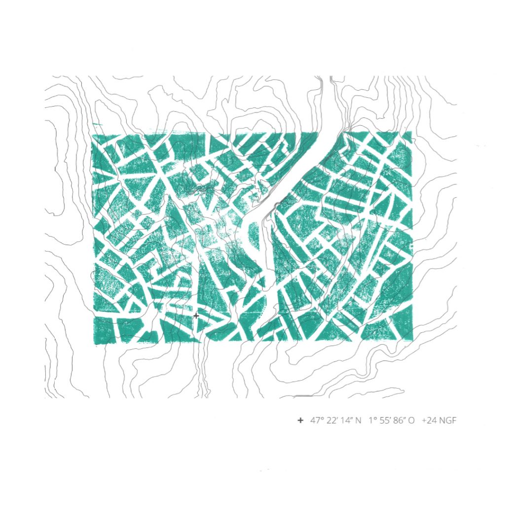 leo badiali illustration linogravure cartographie et courbes de niveaux erdre 3